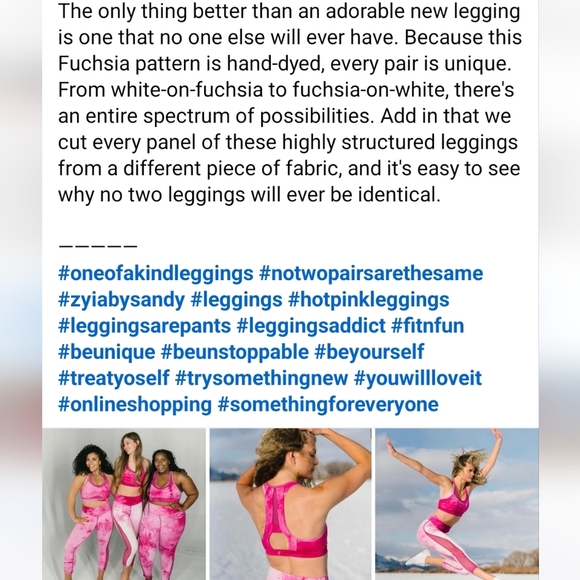 ZYIA Active Tie Dye Fuchsia Hendrix Mesh Light N Tight High Leggings Size 12 - Picture 5 of 14